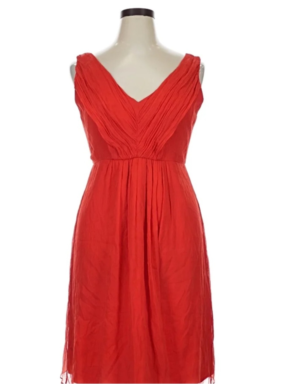 J. Crew Coral-Red V-Neck Sleeveless Midi Dress